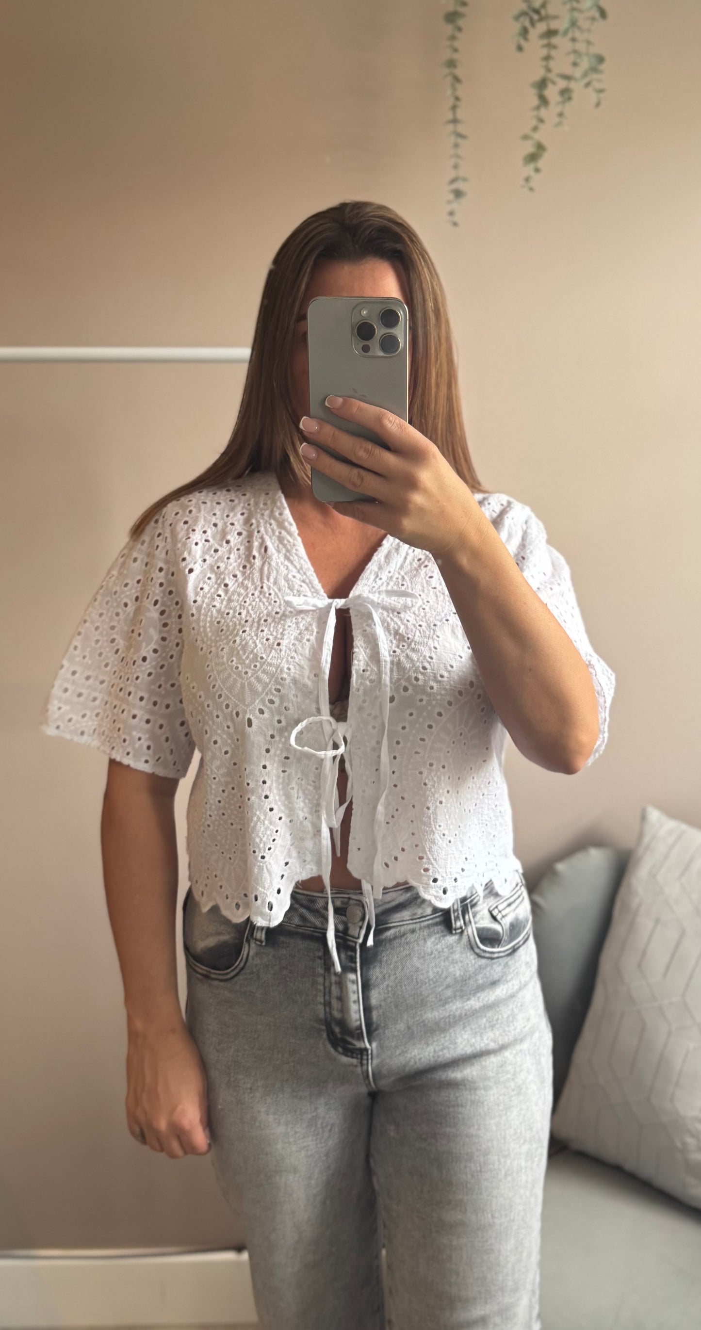 Broderie anglaise Top White Size 8-14