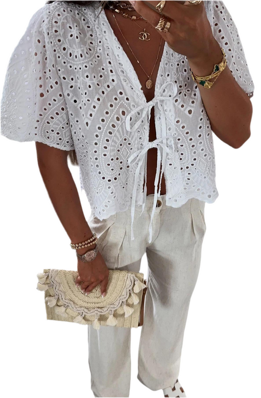 Broderie anglaise Top White Size 8-14