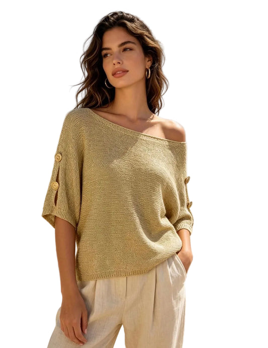Gold Button Sleeve Knit