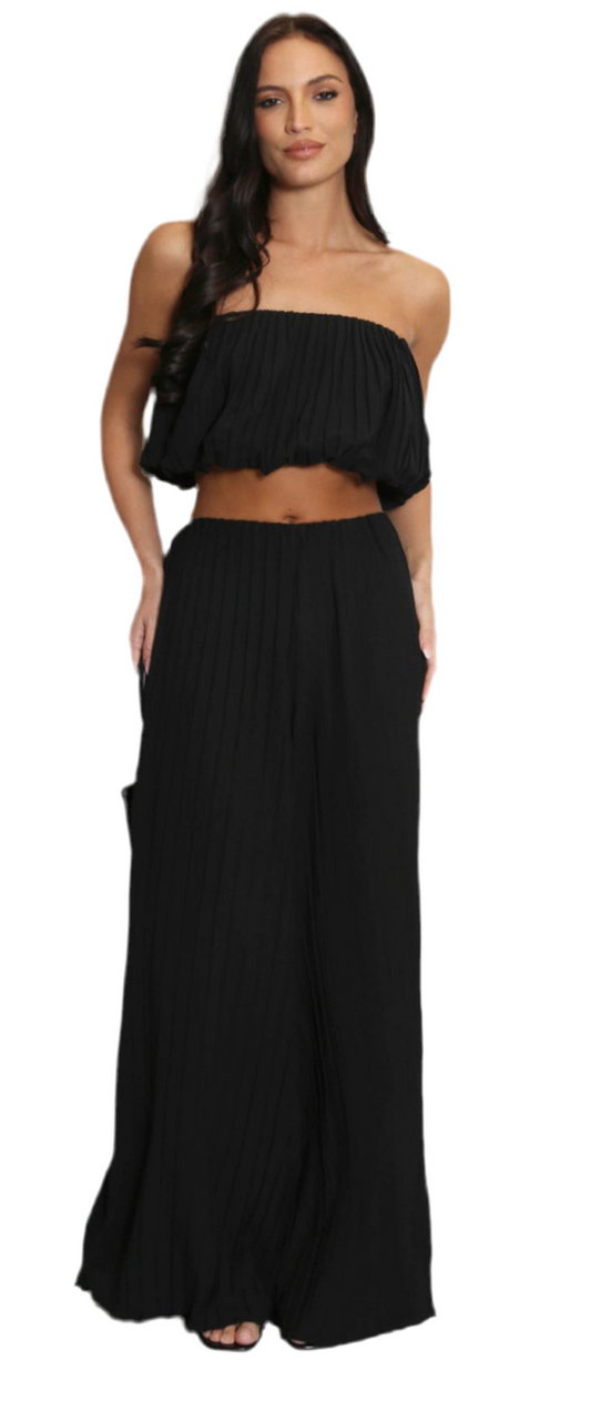 Pleated Two Piece Black