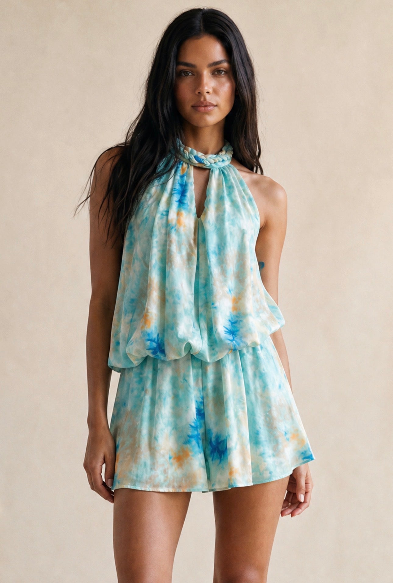 Tie-dye halter neck Playsuit