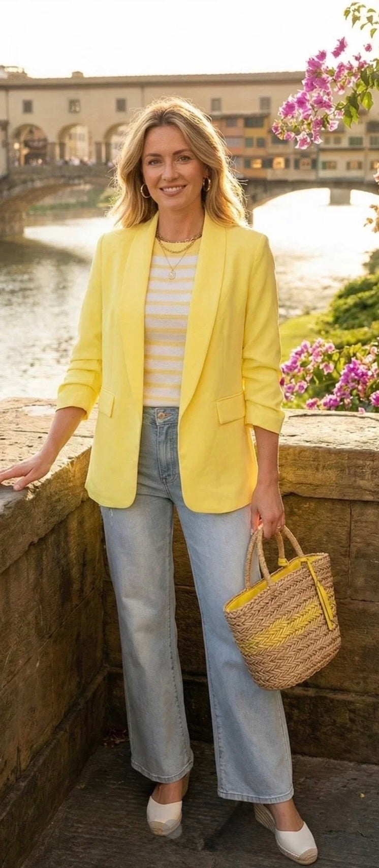 Ruched sleeve blazer
