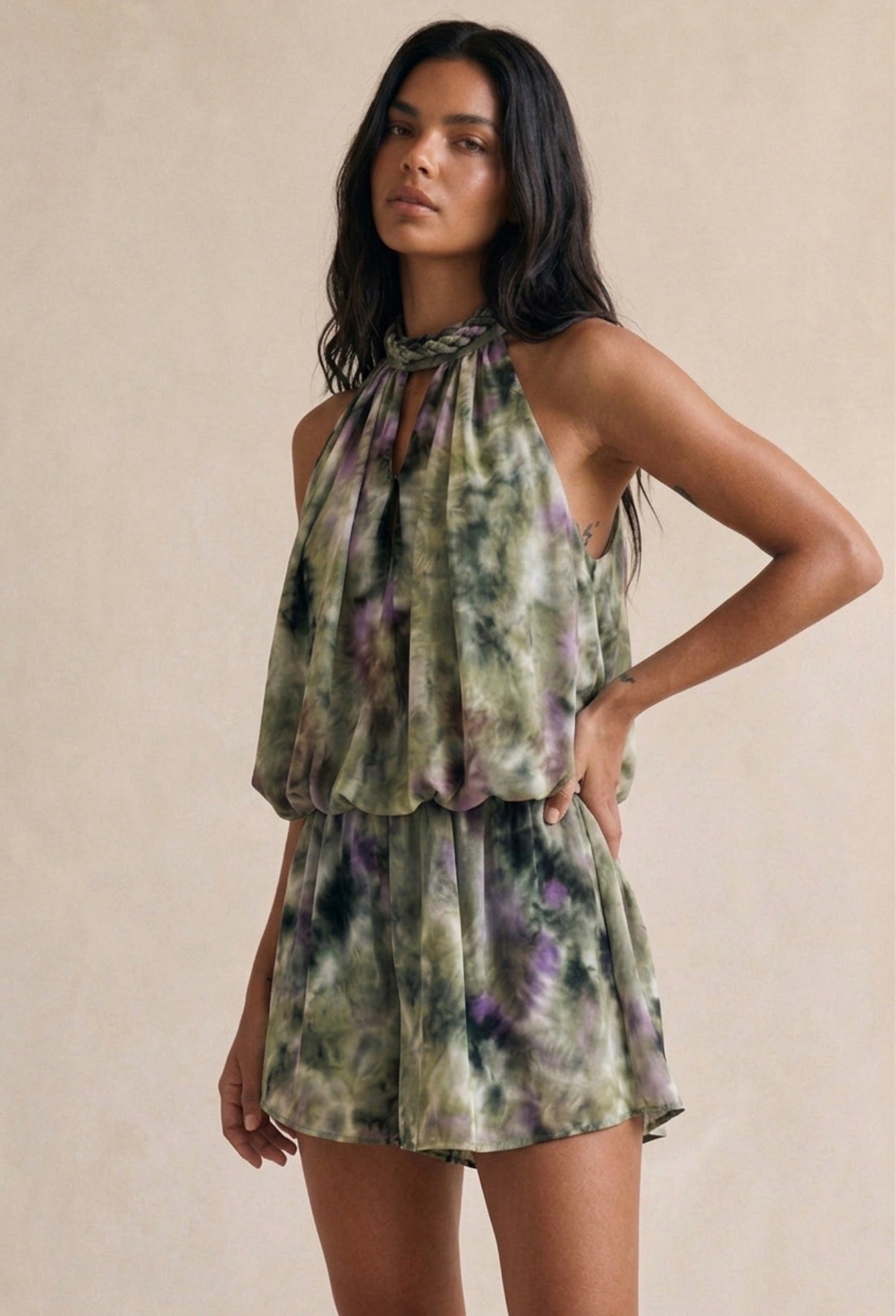 Tie-dye halter neck Playsuit