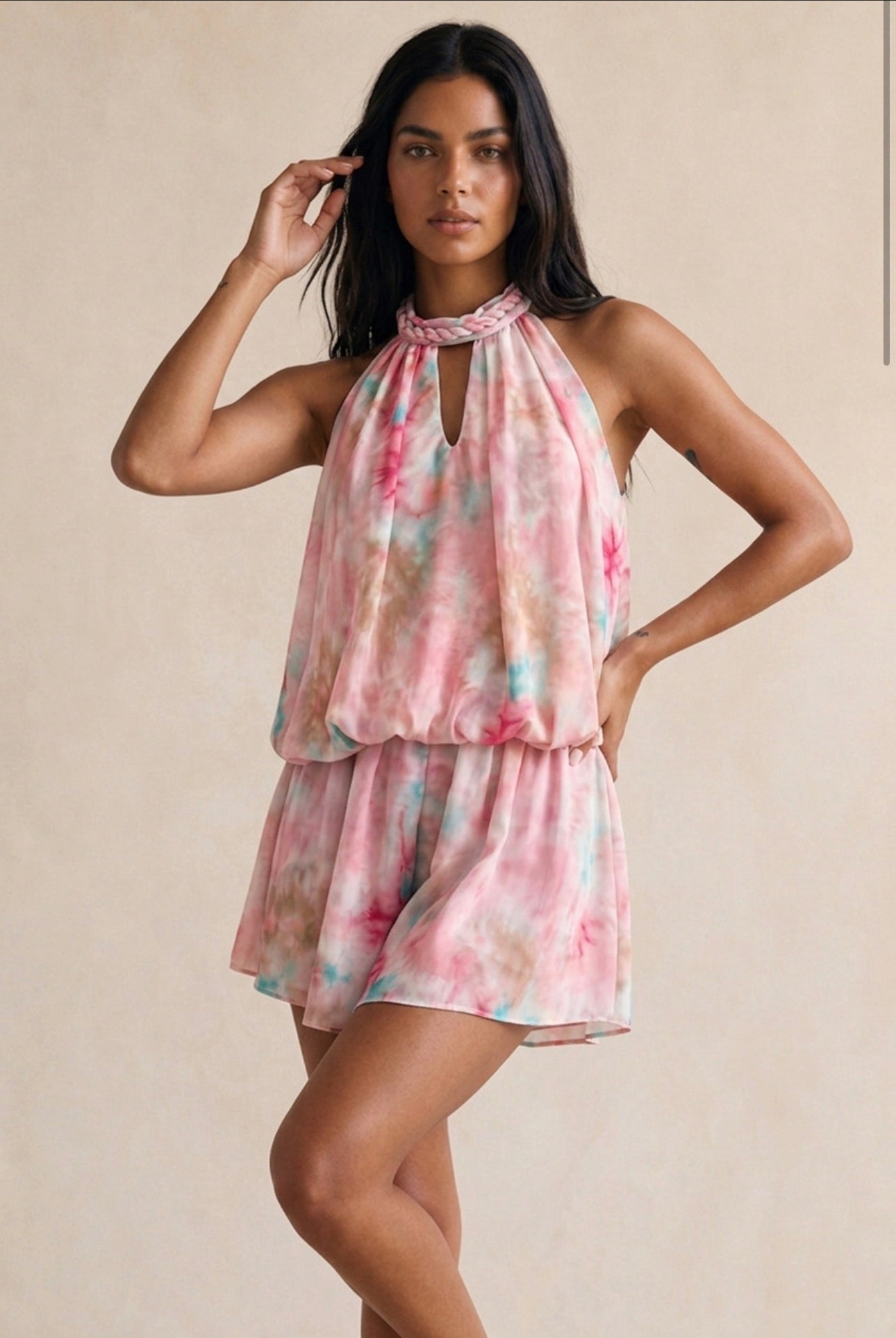 Tie-dye halter neck Playsuit