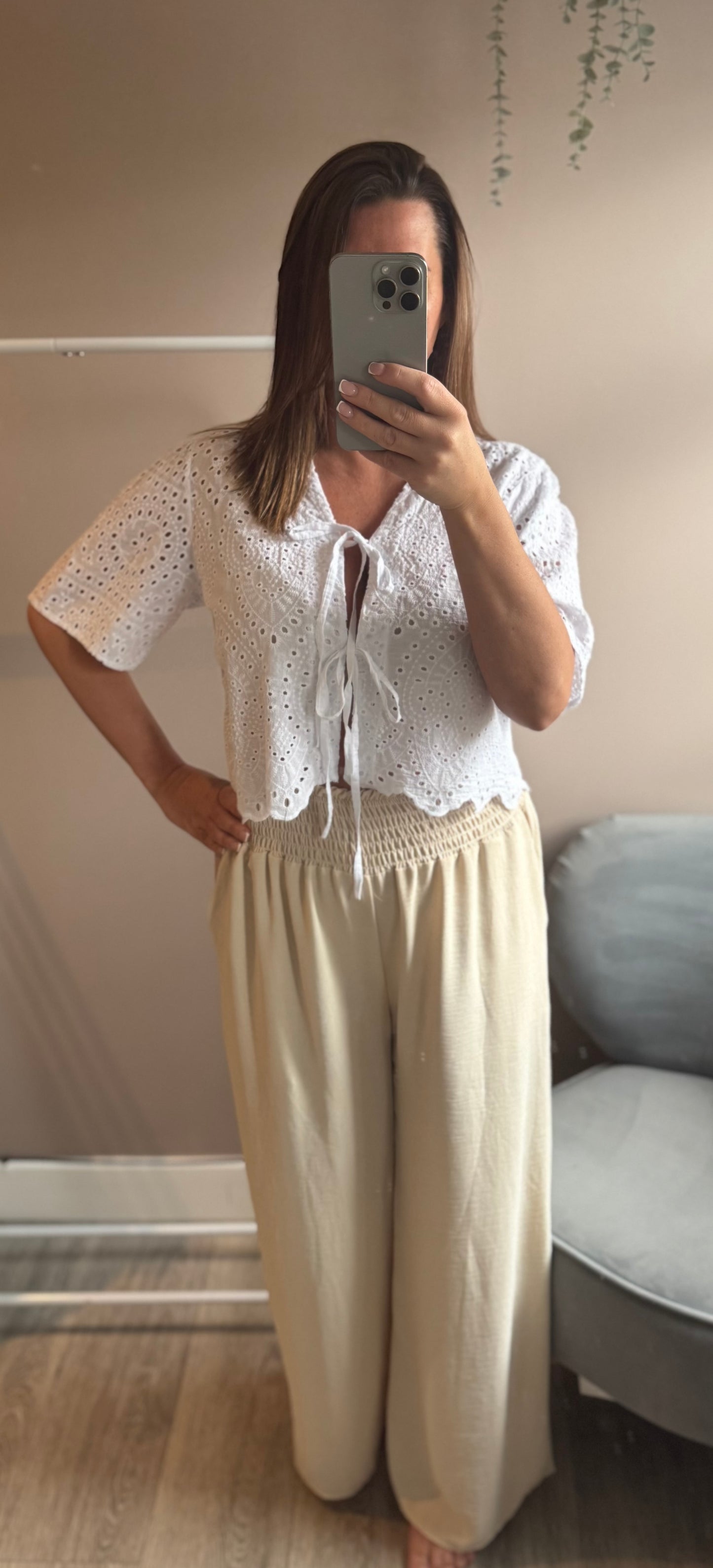 Broderie anglaise Top White Size 8-14